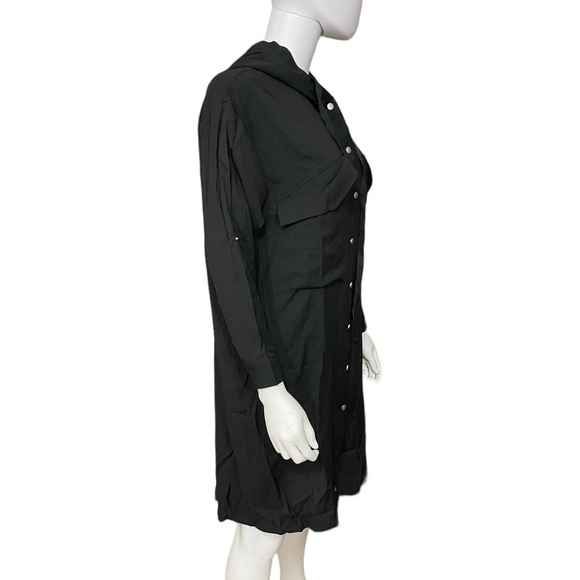 AMT Black Button Snap Front Long Sleeve Dress - Picture 5 of 6